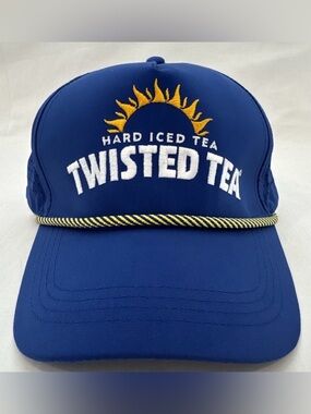 Twisted Tea Blue Snapback Hat with Yellow Sun Embroidery